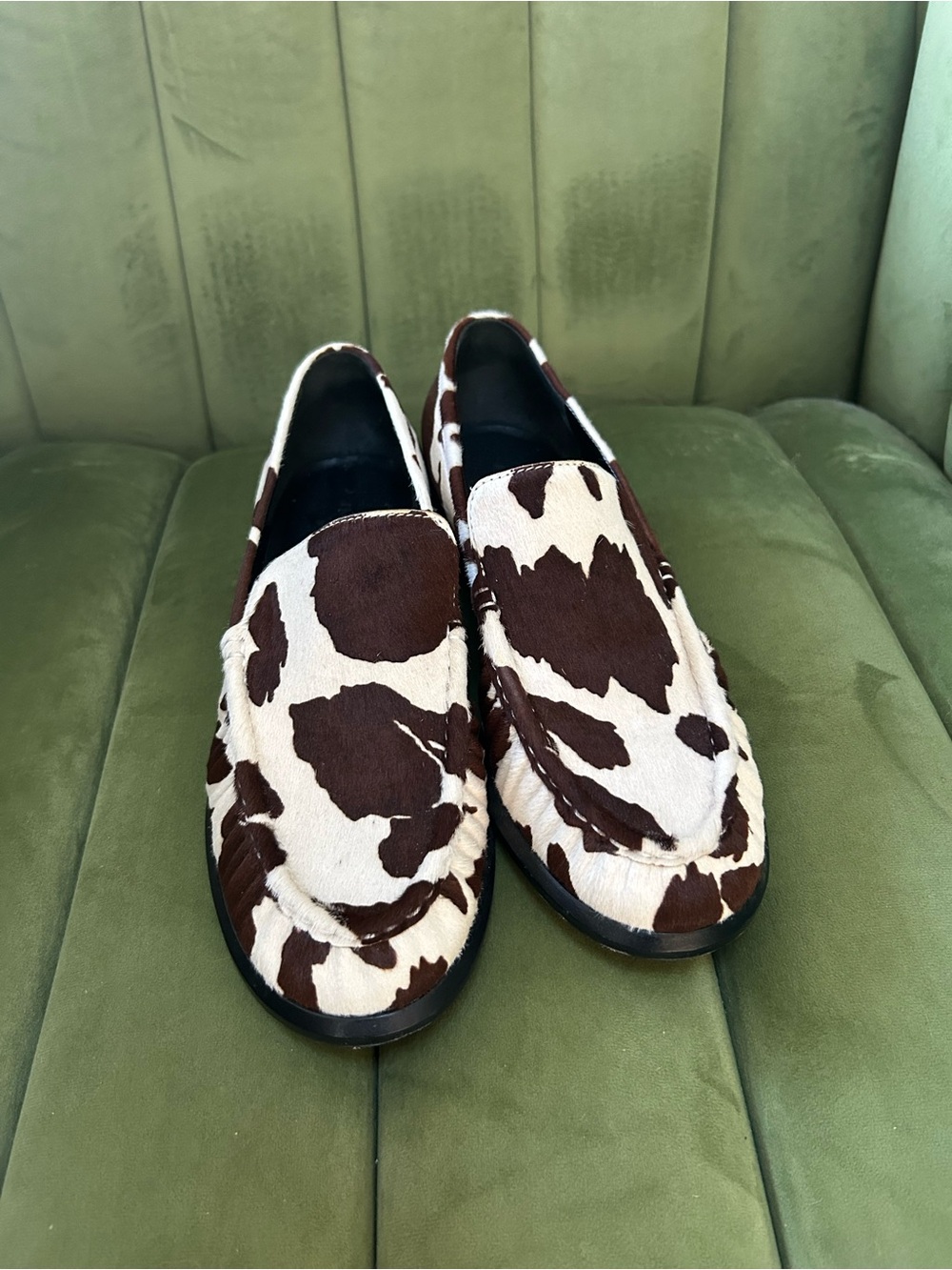 Vince Brown & White Cowhide Slip-On Loafers